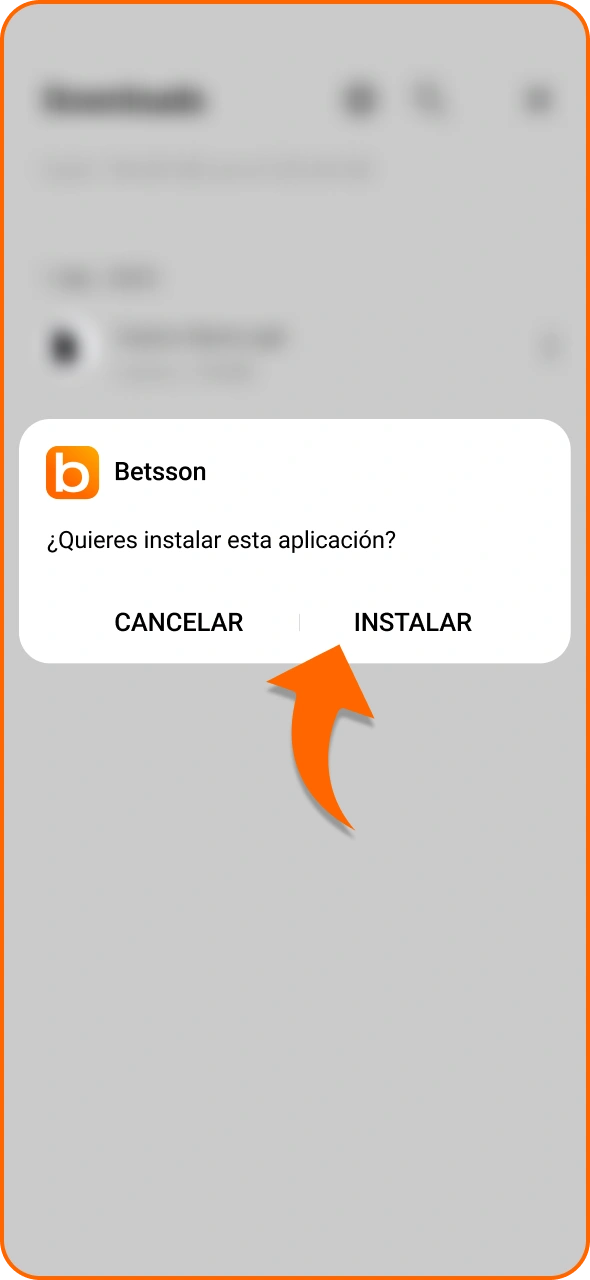 Confirma la instalación de la aplicación de Betsson en tu dispositivo.