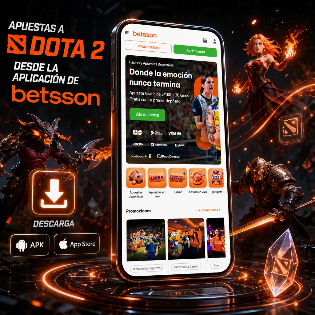 Apuestas en vivo a Dota 2 desde la aplicación móvil de Betsson con cuotas actualizadas y mercados disponibles