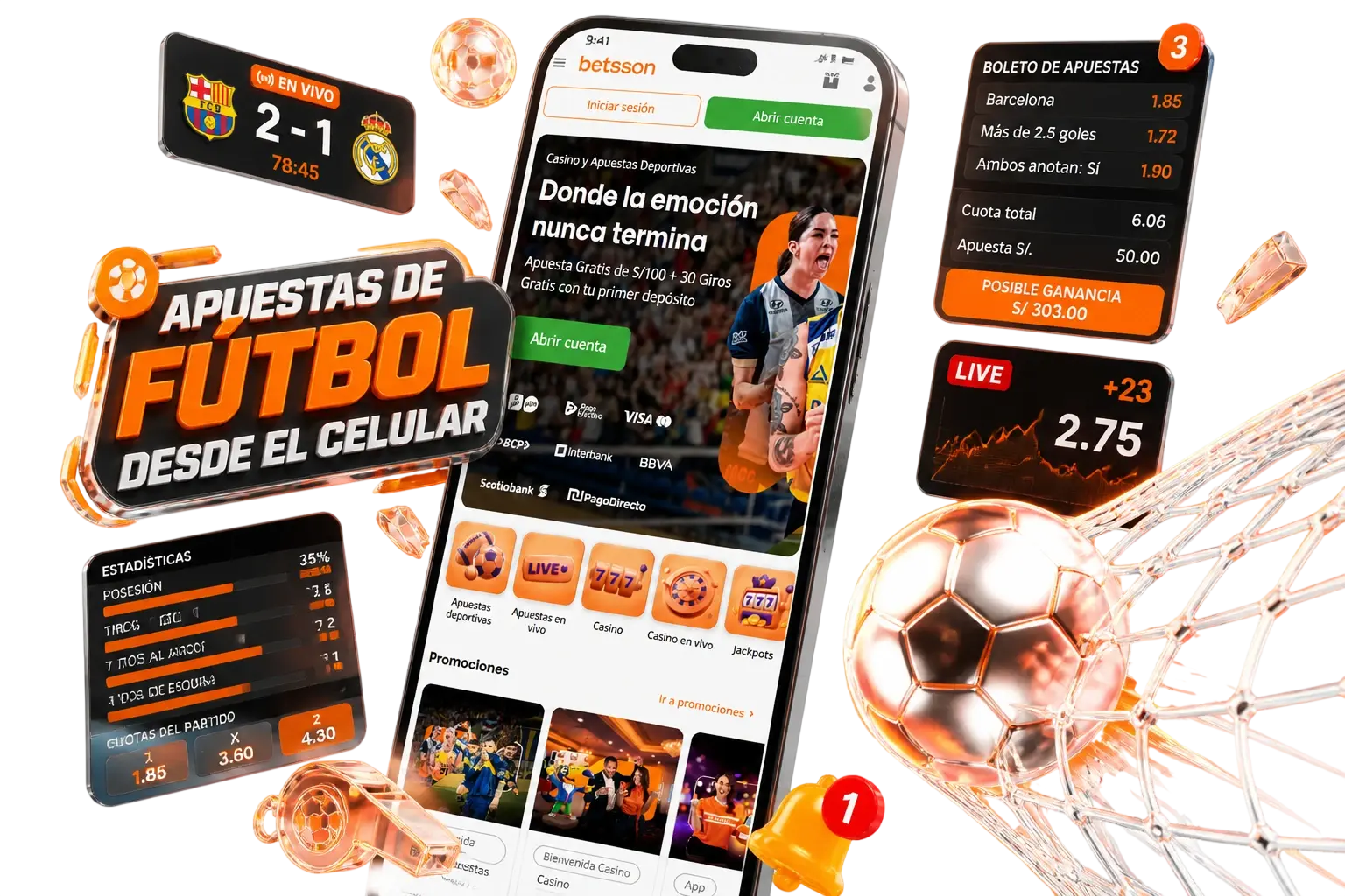Apuesta al fútbol desde el celular con la app de Betsson: Liga 1, Champions League y más, disponible en Android e iOS.