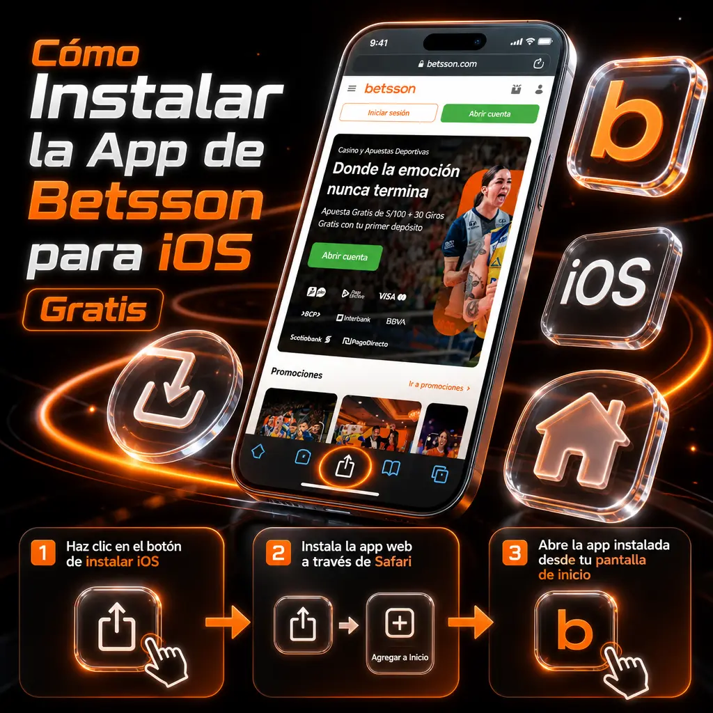 Pasos para instalar la app de Betsson en iOS gratis desde Safari usando la opción "Añadir a pantalla de inicio"