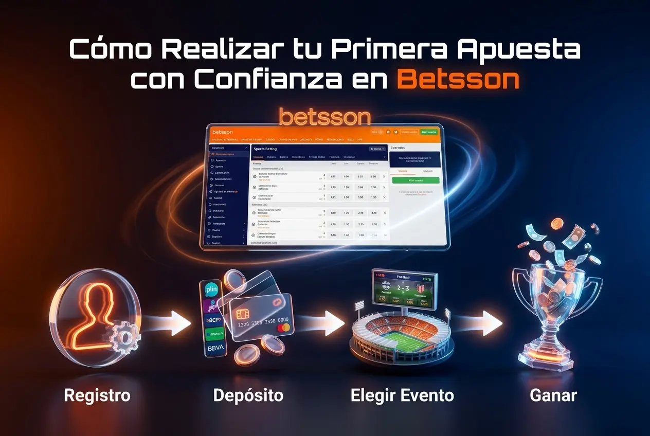 Pasos para registrarte, depositar y realizar tu primera apuesta deportiva en Betsson de forma segura y sencilla.
