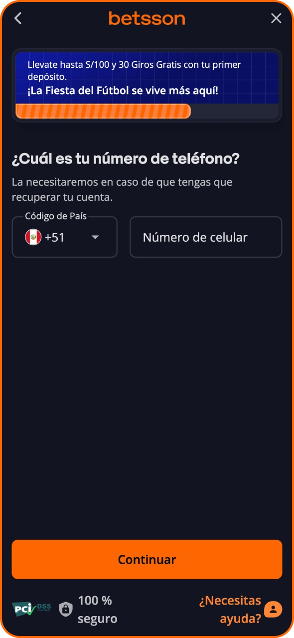 Inicia el proceso de registro en la plataforma de Betsson.