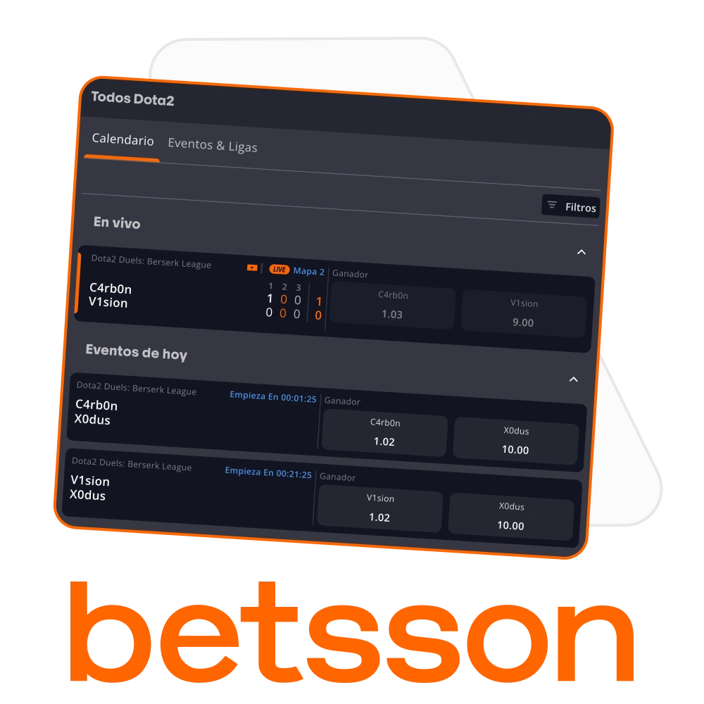 Explora los mercados de apuestas de Dota 2 en el sitio web oficial de Betsson.