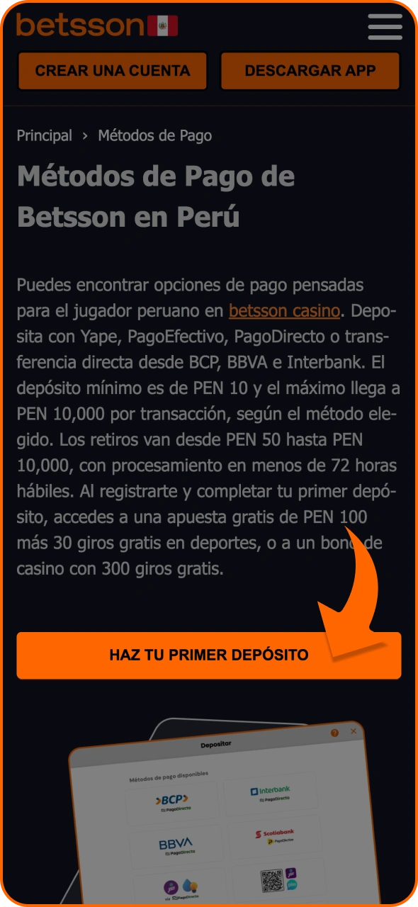 Pulsa el botón de registro en la página de Betsson para abrir el formulario.